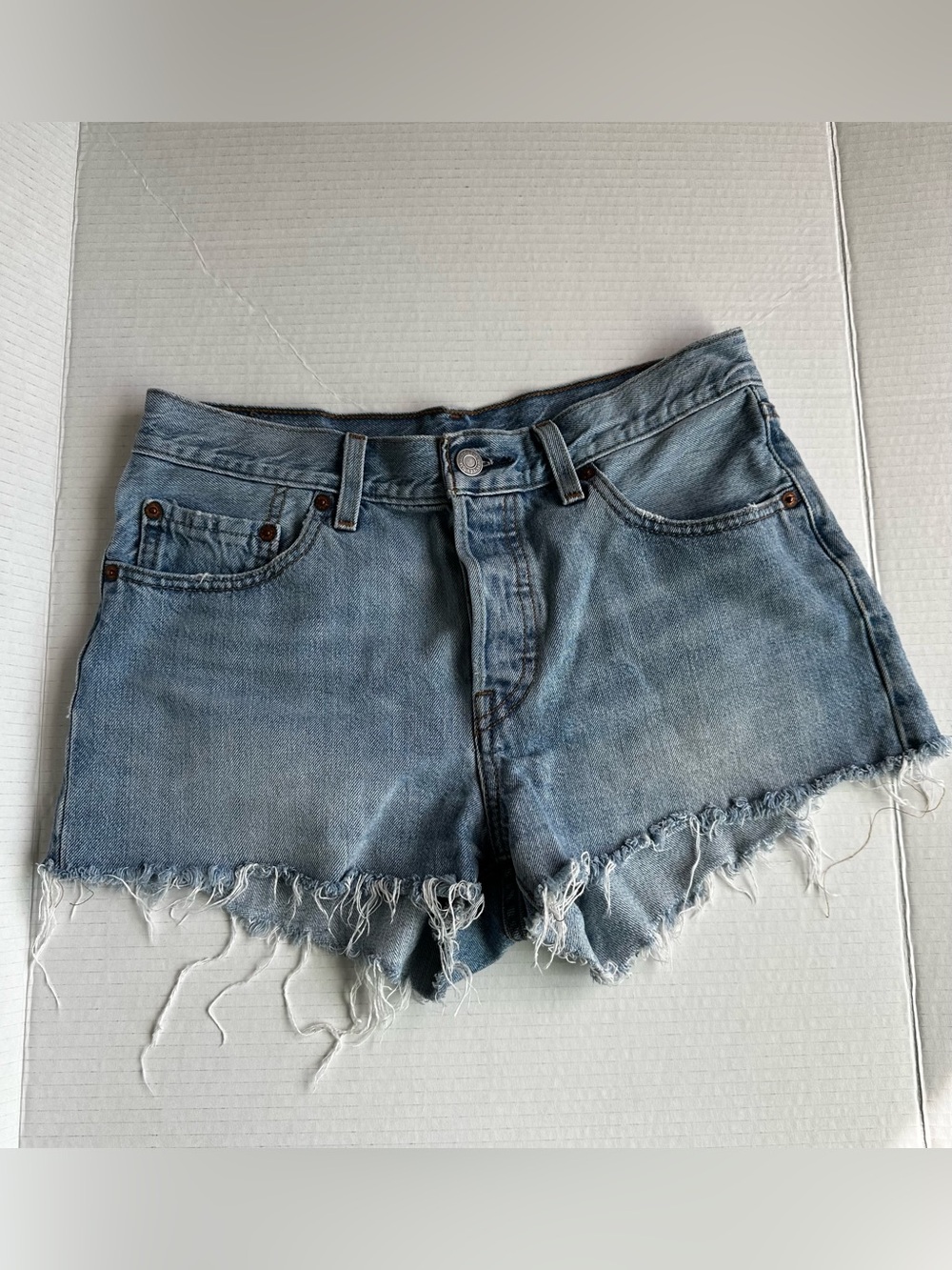 Levi's Light Blue Distressed Denim Cutoff Shorts